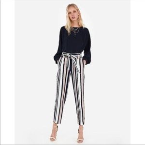Express high waisted belted stripe trousers
